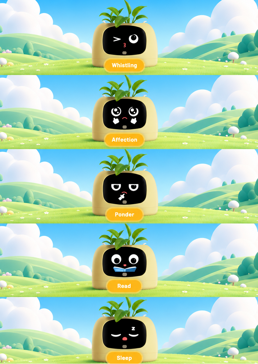 Leaf Pal expressions - emotion display