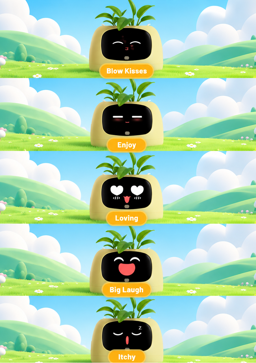Leaf Pal expressions - emotion display 2